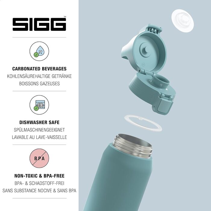 Термос SIGG Shield Therm One, 0,75 л, сіро-синій, без бісфенолу А, герметичний