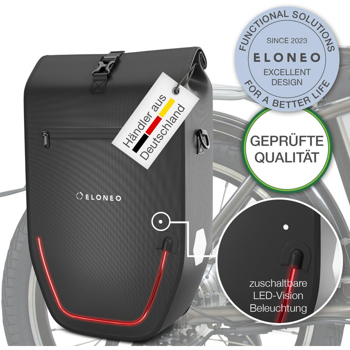 Багажна полиця ELONEO Pannier LED, водонепроникна, 28 л, чорна