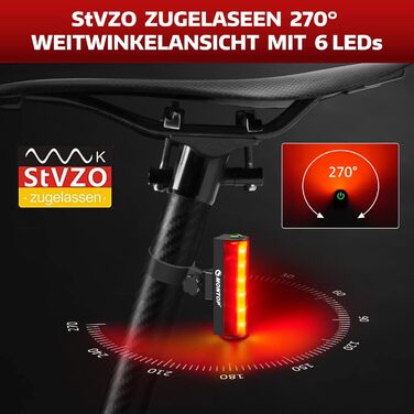 Світлодіодний набір велосипедних фар StVZO з USB-акумулятором, переднє і заднє світло, велосипедне освітлення для дітей та дорослих