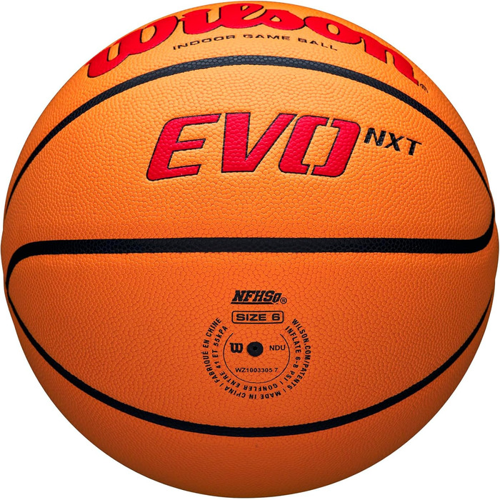 Офіційні баскетбольні м'ячі WILSON NCAA Evo NXT у приміщенні, розміри 6 і 7 розмір 7 - 29.5 (червоний/помаранчевий, розмір 6 - 28.5')