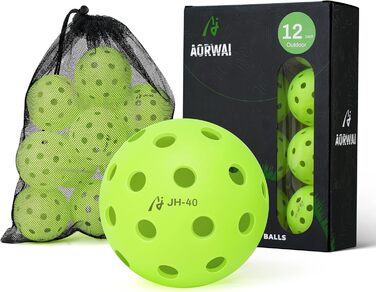 Кульки Aorwai Pickleball, 40 отворів, стійкі, аеродинамічні, 12 уп.