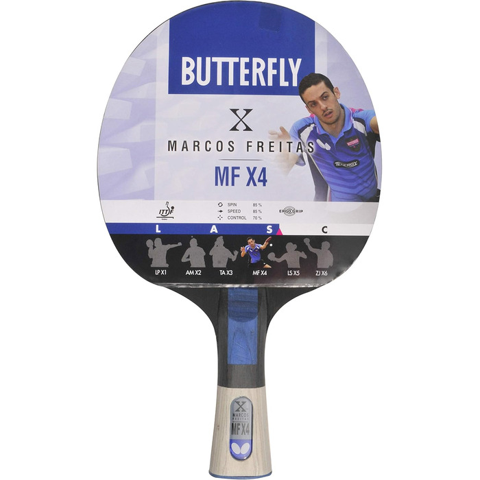 Ракетка для настільного тенісу Butterfly Adult Marcos Freitas Mfx4, чорна/червона, One Size