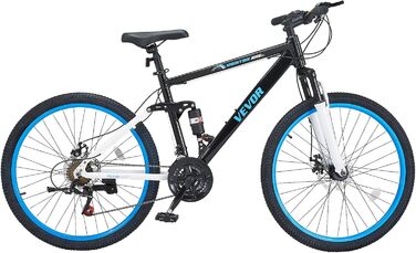 Гірський велосипед VEVOR MTB 26 дюймів, 21 швидкість, алюмінієва рама, повна підвіска, комфортне сідло, для чоловіків і жінок, для трейлів і снігу
