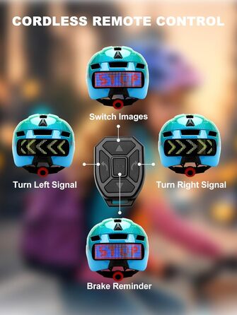 Дитячий велосипедний шолом з LED-підсвіткою та поворотними сигналами, бездротовий контролер, знімний козирок, регульований, легкий, EPS-вставка для хлопчиків і дівчаток