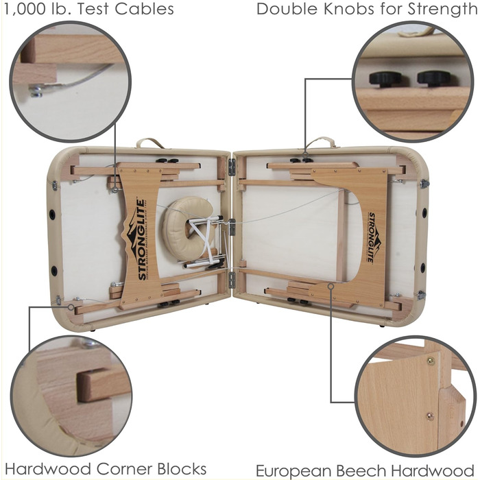 Масажний стіл STRONGLITE Olympia - Мобільний з аксесуарами, бежевий