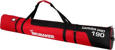 Лижна сумка Carver PRO BRUBAKER Skibag - 5 кольорів - 170 см або - М'яка лижна сумка із застібкою на блискавці (Чорний/Червоний, 190 см)