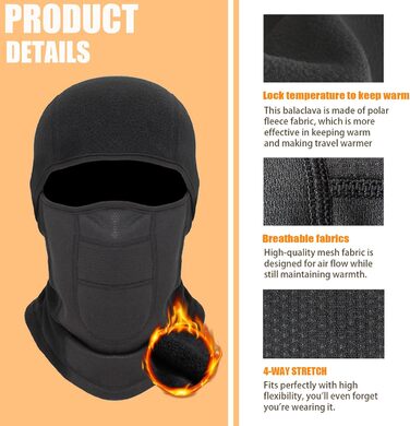 Маска Voofly Balaclava флісова вітрозахисна лижна One size