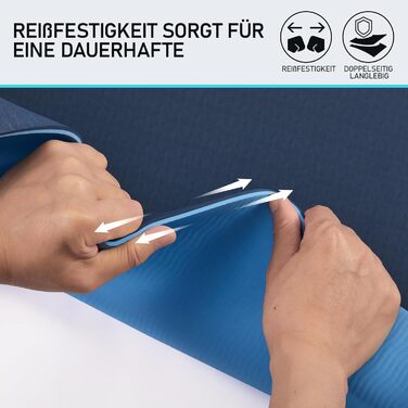 Килимок для йоги TASHIDROLMA нековзний, гімнастичний килимок TPE з ременем для перенесення, спортивний килимок для тренажерного залу, дому, подорожей, 183x61см товщина 6 мм (темно-синій/світло-синій)