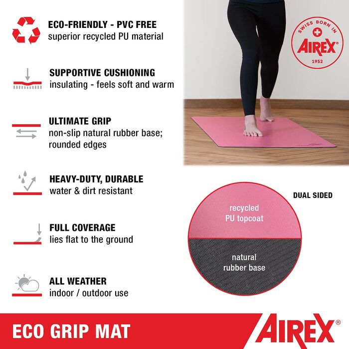 Килимок для йоги Airex Eco Grip (рожевий)