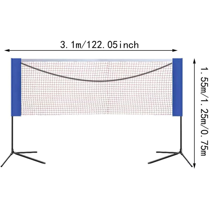 Сітка для бадмінтону LOVIVER, сітка для піклболу, чоловіча та жіноча, портативна сітка з підставкою, волейбольна сітка, тенісна сітка для внутрішнього та відкритого приміщень, задній двір, пляж (3.1м)