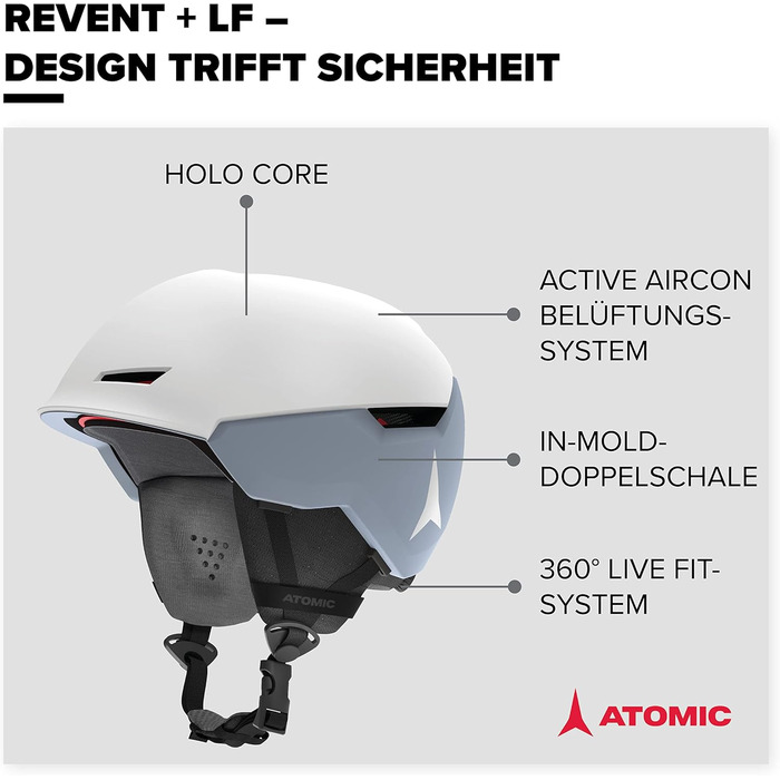 Гірськолижний шолом ATOMIC Revent LF - унісекс для дорослих - Індивідуальний крій для точної посадки - Чудовий захист від ударів - Інноваційна система вентиляції 59-63 Білий / Світло-сірий
