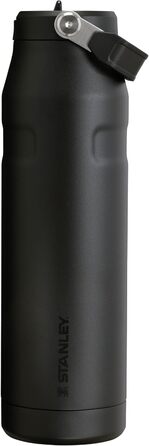Термобутилка Stanley Flip Straw 2.0 з трубочкою 1,06 л, чорна, BPA-free, не протікає, зберігає холод до 17 годин, лід до 4 днів, підходить для тримача напоїв, можна мити в посудомийці