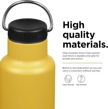 Термобутилка Klean Kanteen Classic з петлевою кришкою, універсальна, жовта