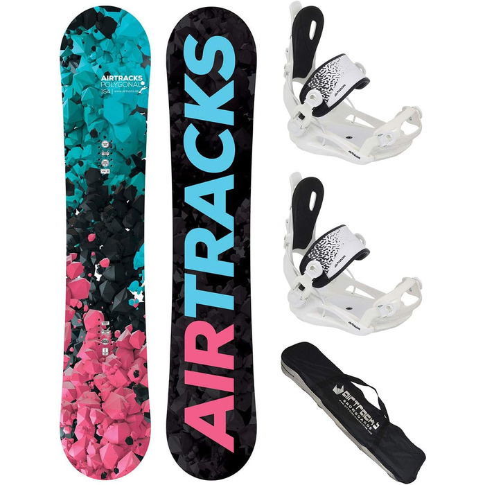 Жіночий комплект сноуборду Airtracks/Polygonal Lady Snowboard aster Fastec W SB Bag / 138 144 148 154 / см (Довжина дошки 138 см, кріплення M)