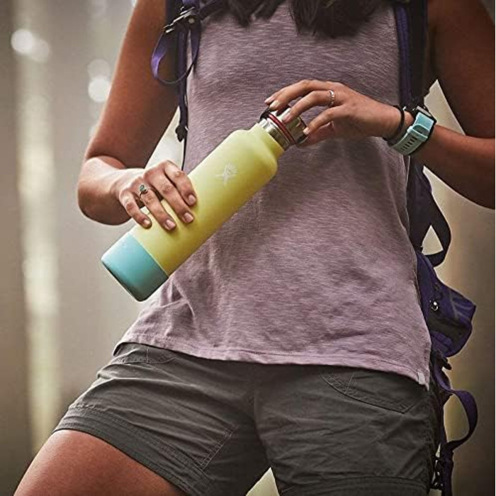 Термобутилка HYDRO FLASK 621 мл, вакуумна, нержавіюча сталь, спортивна пляшка з кришкою Flex Cap, стандартне горло, чорна, придатна для миття в посудомийній машині