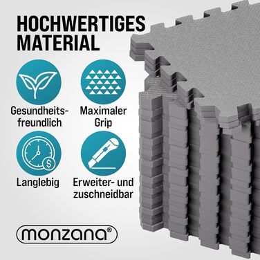 Набір захисних фітнес-матів MONZANA 18 шт. EVA 30x30 см, антиковзкі, з крайовими елементами, для тренувань та фітнесу