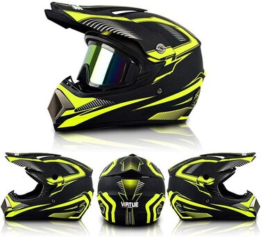 Дитячий мотокросовий шолом для MTB та ATV з окулярами, рукавичками і маскою, повнолицевий, для хлопчиків і дівчат, захисний комплект для оффроуд, BMX, ендуро, квадроцикла, велосипеда
