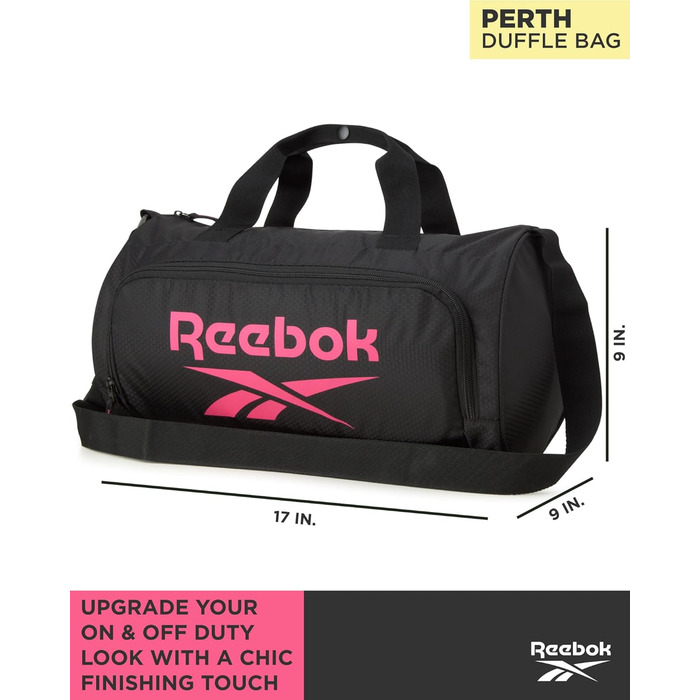 Спортивна міні-спортивна сумка Reebok Perth, легка, для подорожей, пляжу, йоги, чорна/рожева, onesize