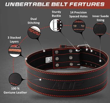 Пояс для важкої атлетики AQF чоловічий - 6 мм 100 натуральна шкіра Тренувальний ремінь - ремінь для підтримки спини Тренажерний підйомний ремінь зі сталевою роликовою пряжкою, спортивний пояс для пауерліфтингу для бодубілдингу та фітнесу M червоний