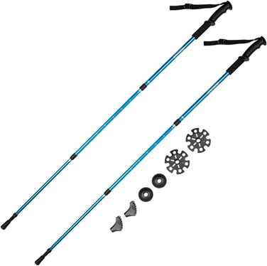 Трекінгові палиці для скандинавської ходьби GOGLAND, довжина регулюється, в т.ч. кріплення для різних поверхонь. Надлегкий, з технологією антишок (синій)