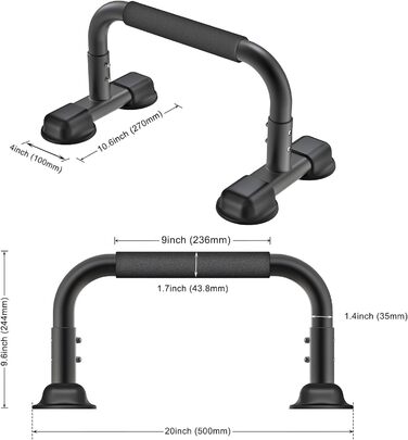 Ручка для віджимань, паралетки Стійка для віджимань Штанга для віджимань Стійка на руках Гімнастика Обладнання для L-Sit/Dip Bar/Бодібілдинг/Обладнання для силових тренувань/Домашній тренажерний зал Тренування на підлозі Фітнес-вправа (чорний-висота 24 см