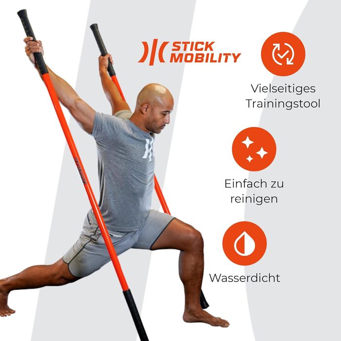 Палиця Mobility Stick для фітнесу, помаранчева, 150 см