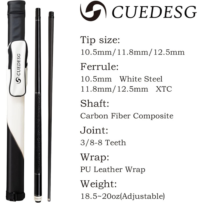 Ремінець шкіряний CUEDESG qs Billiard Cue чорний 10,5 мм