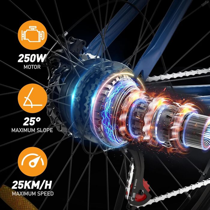 Електровелосипед  HITWAY 26 E-Mountain, 250Вт, 36V12Ah, 7 швидк., 35-90 км