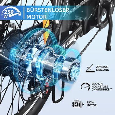 Електровелосипед  KAISDA 20 E-Bike 250 Вт, 36 В 13 Ач, до 100 км, 7 швидкостей