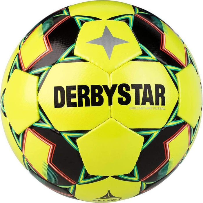 Футзал м'яч Derbystar Brillant APS для дорослих, жовто-зелено-оранжевий, розмір 4