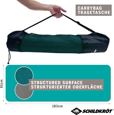 Килимок для йоги Schildkrt Fitness BICOLOR, двоколірний килимок для йоги без ПВХ, високоякісна текстурована поверхня, дуже не ковзає, 180 x 61 x 0,4 см, у сумці для перенесення (Teal / Anthracite, 960268)