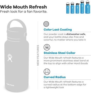 Термобутилка HYDRO FLASK 946 мл з нержавіючої сталі, вакуумна, спортивна, з герметичною кришкою Flex Cap, широким горлом, для води, ананасова, підходить для посудомийки