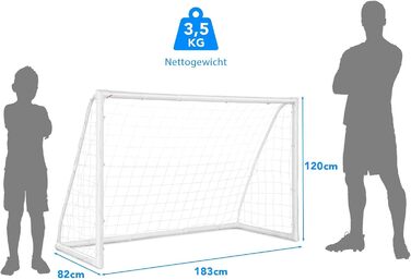 Футбольні ворота COSTWAY 180x120 см для дітей і дорослих, садові, з міцною сіткою та 6 кілочками