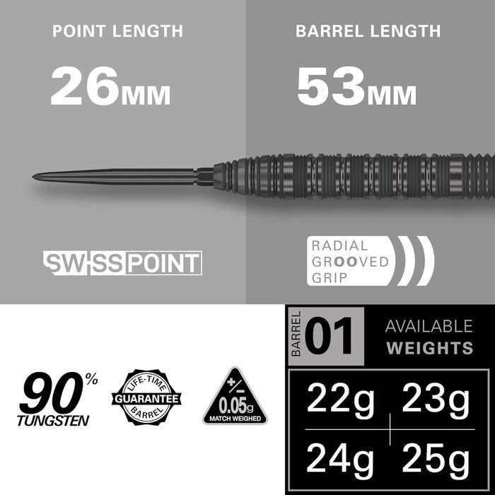 Набір наконечників Bolide Void 90 вольфраму Swiss Point Steel Tip (24 г, ствол 01)