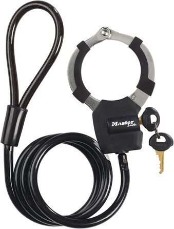 Тросовий замок Master Lock з ключем, 1 м, для самоката, велосипеда, дитячого візка, спортивного інвентарю, чорний