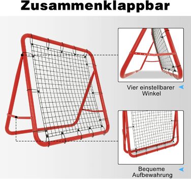 Сітка для відскоку YRHome Bounce Wall Kicker 100 см червона складна