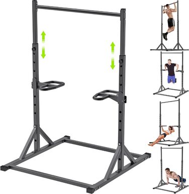 Окремостояча силова вежа SELEWARE Pull-Up Bar - з регульованою силовою стійкою Dip Station на 2 x 2 дюйми та 1 дюйм Домашній тренажерний зал місткістю 226,8 кг (чорний, зі станцією занурення)