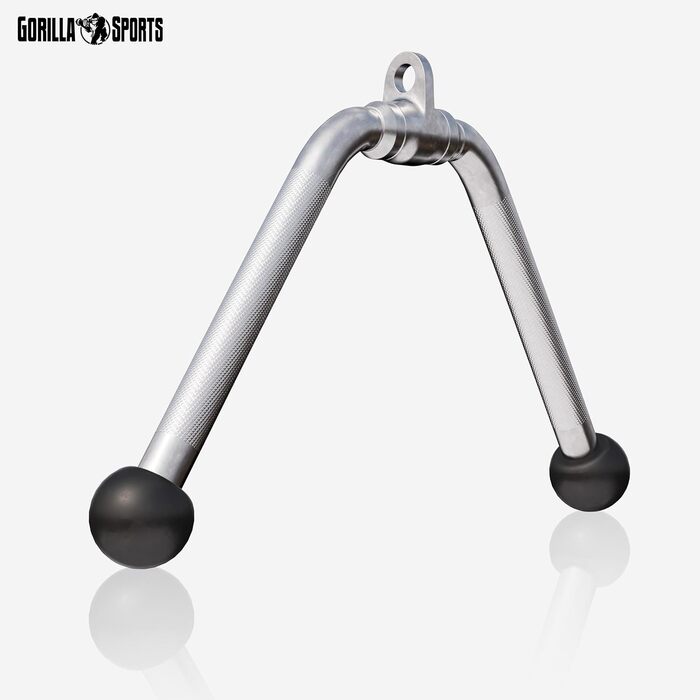GORILLA SPORTS® Гриф для кросовера — широкий, для біцепса, трицепса, лат, SZ-гриф, хромований, з обертовим шарніром, нековзний — ручки для тягових тренажерів, тренажер передпліччя