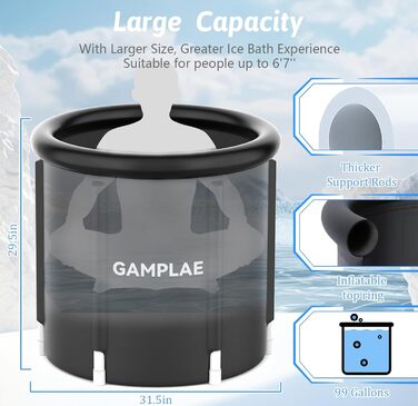 Портативна крижана ванна для спортсменів Дорослий 108 галонів Крижана ванна для занурення Крижана капсула Холодна ванна Ванна для занурення