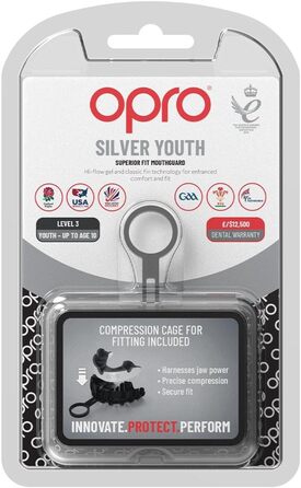 Маска OPRO Silver Level для дітей, біла/чорна, молодіжна (до 10 р.)