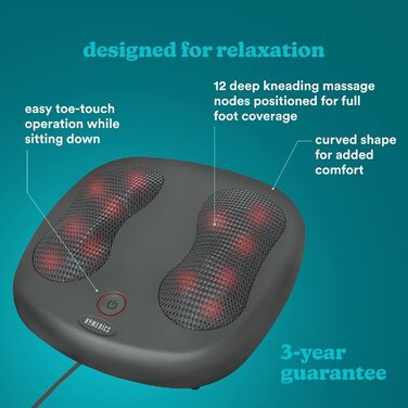 Масажер для ніг HoMedics Shiatsu з теплом, 12 головок, для дому/офісу