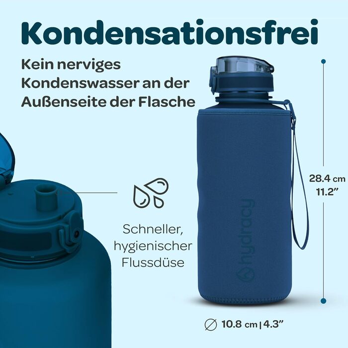 Пляшка для води Hydracy з фруктовим фільтром 2 л — BPA-free, з таймерами, герметична спортивна пляшка без конденсату для спорту та активного відпочинку
