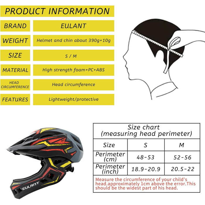 Велосипедний шолом EULANT із захистом підборіддя для підлітків, дитячий шолом для повного обличчя, шоломи BMX для хлопчиків, шолом для даунхілу для дівчат, шолом MTB Full Face Con Захист підборіддя однією кнопкою для зняття та регулятор задньої частини (M