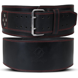 Шкіряний пояс для важкої атлетики Leatherific, 8 мм, 10,2 см, сталевою пряжкою, для бодібілдингу, кроссфіту, силових тренувань, з підтримкою попереку
