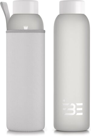 Be-Active Пляшка для води 1 л з боросилікатного матового скла, BPA-free, з мотиваційною розміткою часу