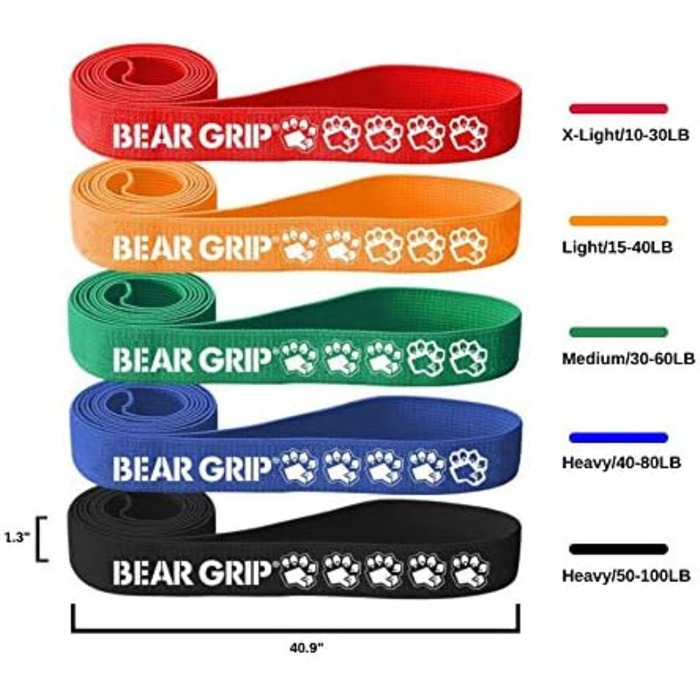 BEAR GRIP – текстильні стрічки для підтягувань, йоги та кросфіту, мобільність, фітнес-резинки