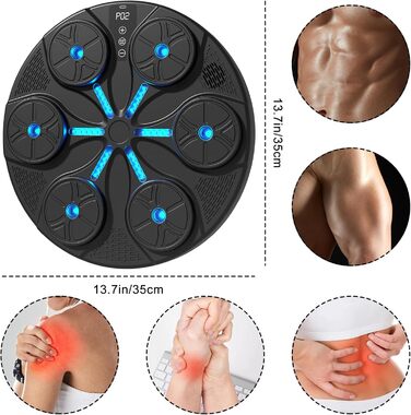 Музична боксерська машина Світлодіодна музична боксерська машина з боксерськими рукавичками, 9 режимами швидкості та режимом підрахунку підтримує велику професійну настінну боксерську мішень Bluetooth для приміщень і тренажерного залу (Black F)