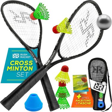 Набір ракеток Rush RS3 Speed Badminton Set 5 шт. (2 ракетки, 5 воланів, софтбол, 8 шт. розмітка поля, сумка для перенесення) Crossminton Set - Turbo Badminton Set - Speedbadminton Set 2.