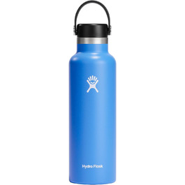 Термобутилка HYDRO FLASK Standard Mouth 621 мл з нержавіючої сталі, ізольована спортивна пляшка з герметичною кришкою Flex та ремінцем, для води, придатна до миття в посудомийній машині, Cascade