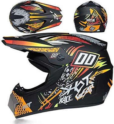 Мотокросовий шолом Fullface для дітей та дорослих, MTB, BMX, Downhill, помаранчевий, розмір M